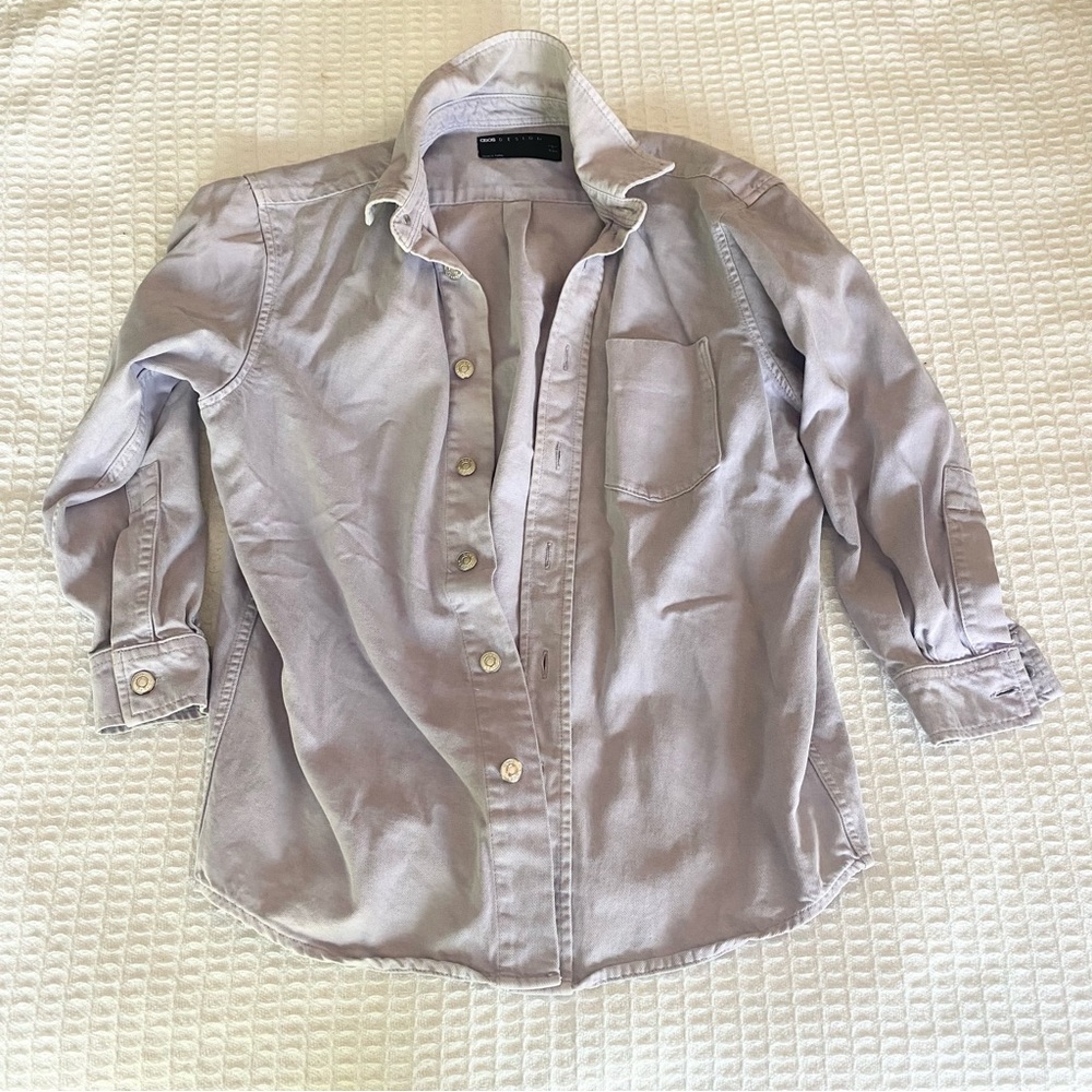 ASOS light purple denim button down shirt jacket size 2